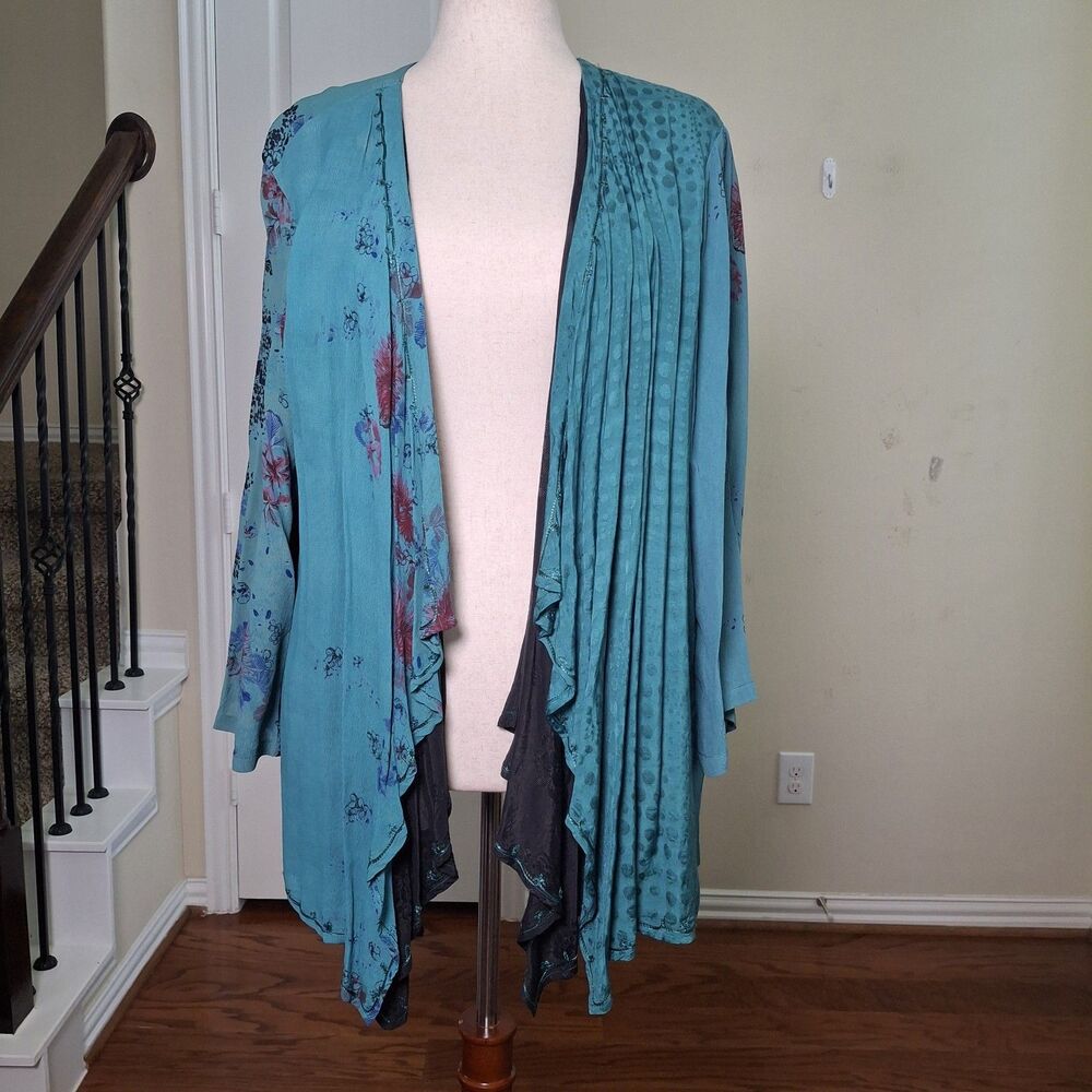 Tienda Ho Lagenlook Skirt Kimono Jacket 2PC Set Patchwork Ruffle Witchy Boho XL - Picture 16 of 16